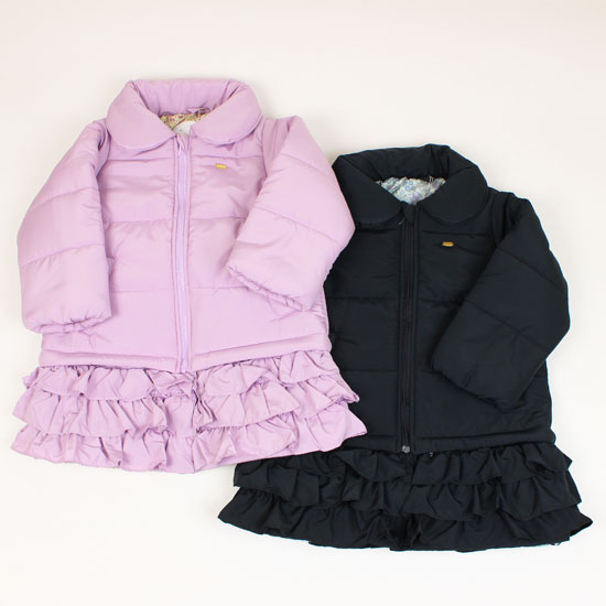 30％OFF セール SALE ２WAYコート 中綿 ３段フリル 花柄 女の子 キッズサイズ 子供服 ラ ポシェ ビスキュイ la poche biscuit