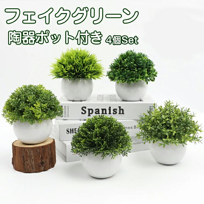 人工観葉植物 フェイクグリーン4点 ホワイト鉢付き tstl02008.jpg