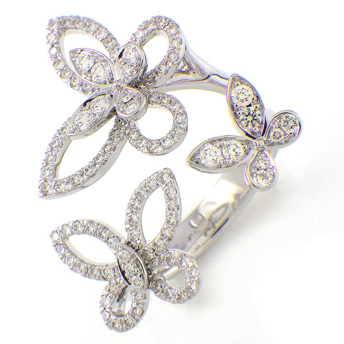 【楽天市場】グラフ Graff GRAFF リング トリプル バタフライ シルエット RGR790 ダイヤモンド 0.45ct K18WG 9 ...