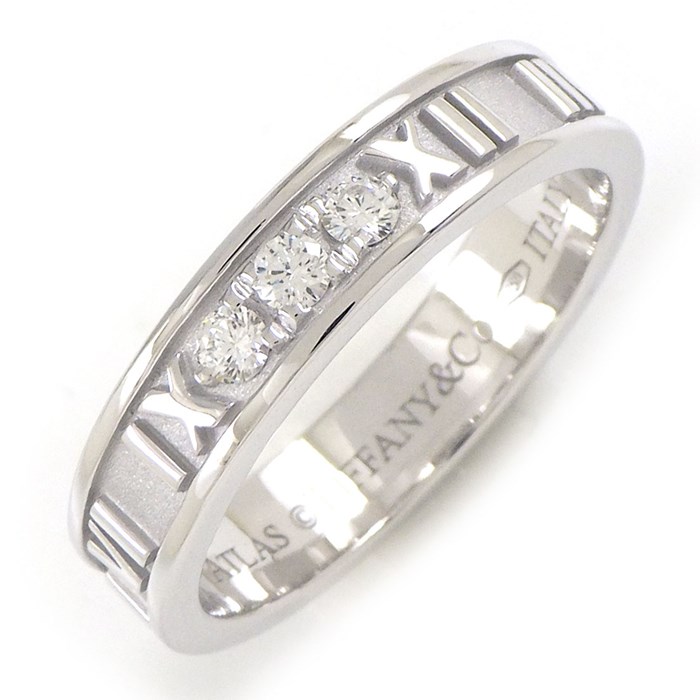 ❝レア品❞ ティファニー アトラス リング 51(11号) WG750 ダイヤ TIFFANY&Co. ティファニー アトラスリング ダイヤモンド4P K18金 WG