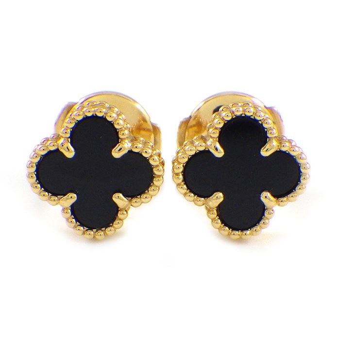 【VINTAGE】ヴァンクリーフ&アーペル オニキス ピアス ヴァンクリーフ&アーペル ヴィンテージアルハンブラ オニキス