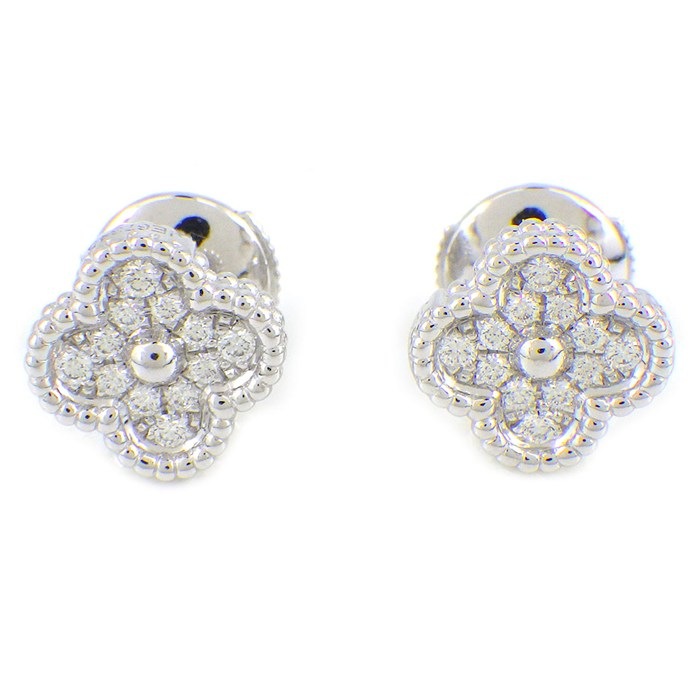 美品✨Van Cleef&Arpels スウィートアルハンブラ ピアス ホワイト 国内発送【Van Cleef & Arpels】スウィート アルハンブラ ピアス