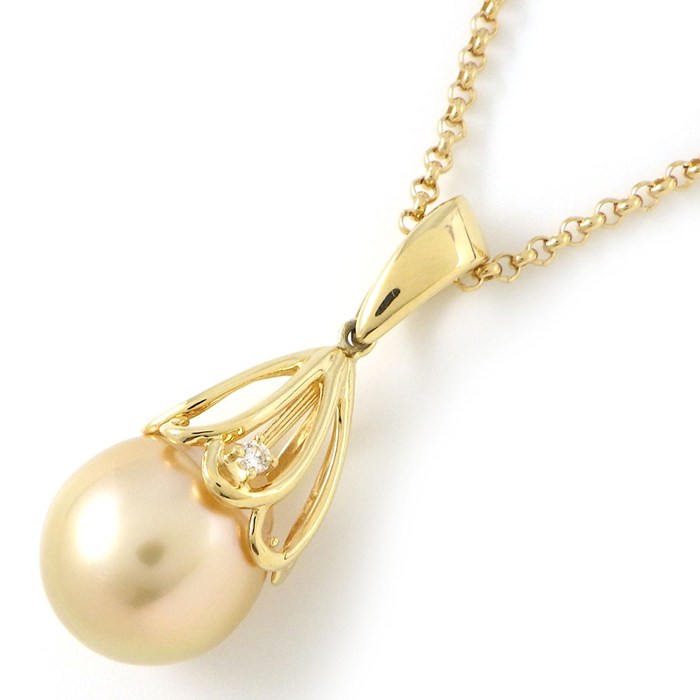 タサキ　ゴールデンパール 10ミリ ペンダントトップ　K18 ダイヤモンド 楽天市場】[返品OK]タサキ 約10mmゴールデンパールネックレス