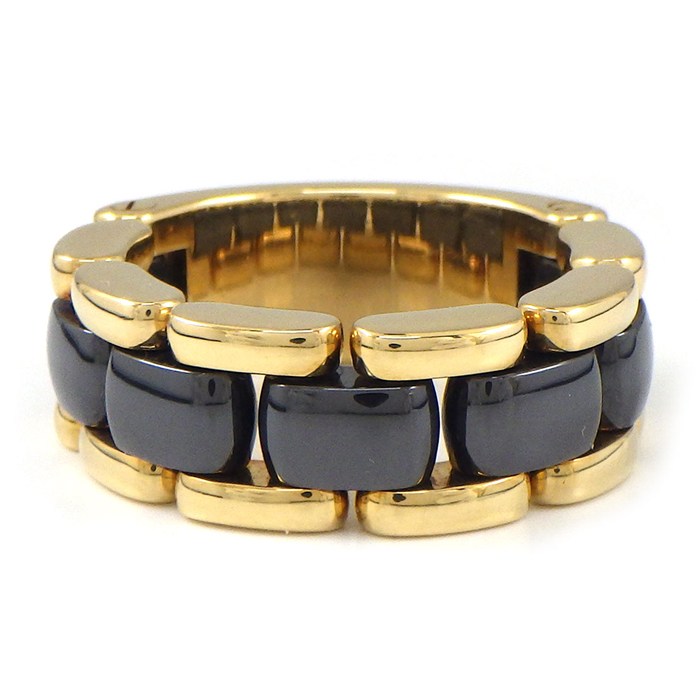 シャネル CHANEL リング ウルトラ ブラック セラミック K18YG 10.5号 / #50 【中古】