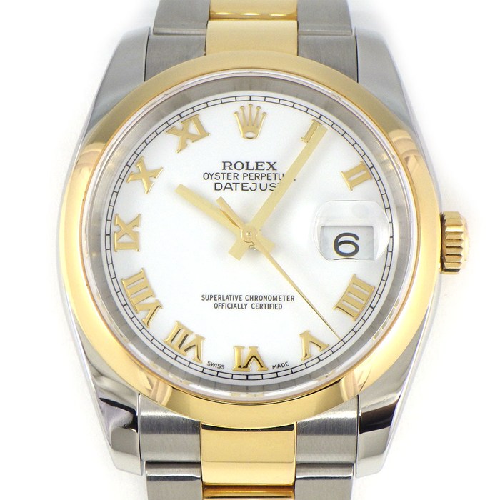 【最大3万円OFFクーポン配布中】 ロレックス Rolex 腕時計 デイトジャスト 116203 ホワイト文字盤 白 ローマンインデックス デイト K18YG SS 自動巻き 【中古】 592,000円