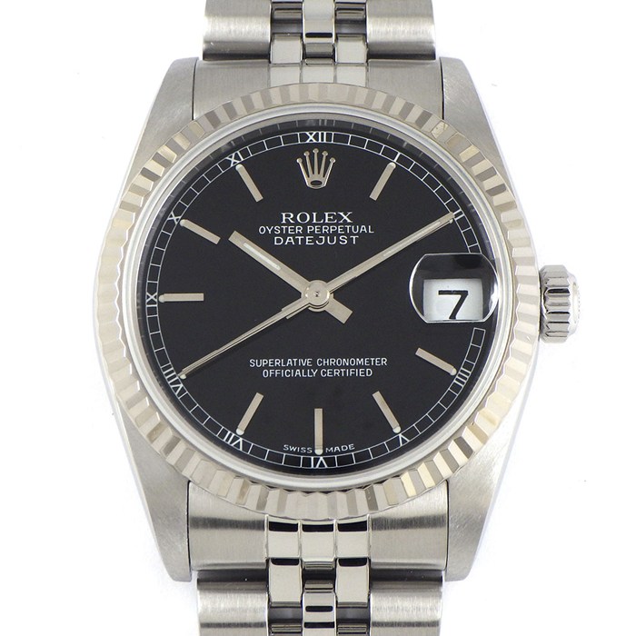ロレックス Rolex 腕時計 オイスターパーペチュアル 176200 G番 2010年 ルーレット刻印 夜光インデックス 夜光針 ブラック文字盤 SS 自動巻き 【中古】 ROLEX - ロレックス Rolex 腕時計 オイスターパーペチュアル 176200 G