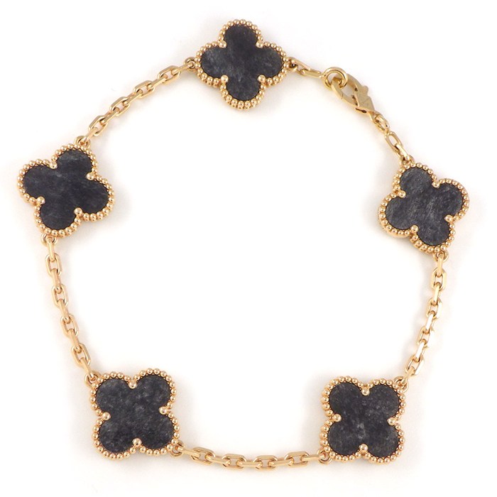【15日限定★ポイント3倍】 ヴァンクリーフ＆アーペル Van Cleef & Arpels ブレスレット ヴィンテージアルハンブラ 5モチーフ VCARP7S600 激レア コレクションアイテム 限定品 シルバー オブシディアン K18PG 【中古】