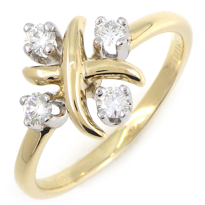 【最大3万円OFFクーポン配布中】 ティファニー Tiffany & Co. リング ジャン シュランバージェ 4ポイント ダイヤモンド K18YG PT950 12号 【中古】 129,250円