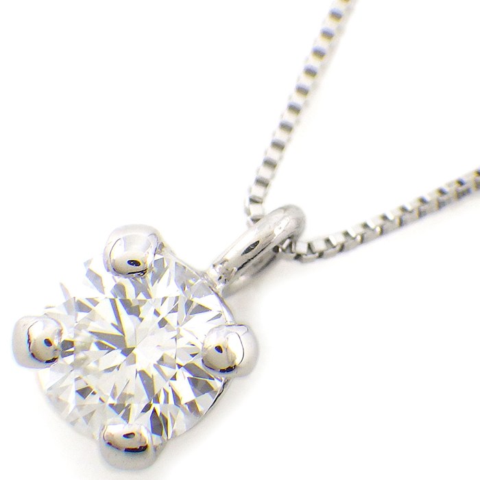 【ダイヤモンド】 ネックレス ソリティア 1ポイント ラウンドブリリアントカット ダイヤモンド 0.513ct(F/VS1/GD) PT900 PT850 【中古】｜ジェイビーワークス　店