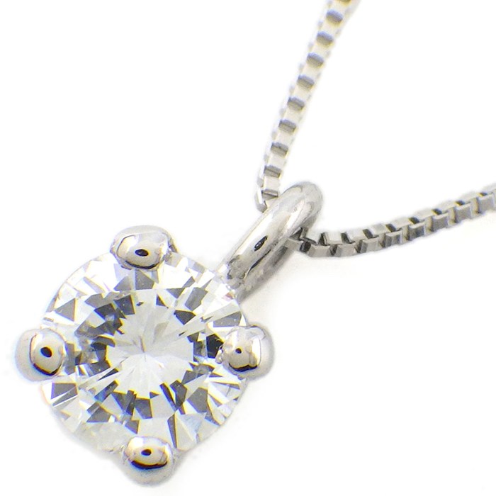 【ダイヤモンド】 ネックレス ソリティア 1ポイント ラウンドブリリアントカット ダイヤモンド 0.352ct(G/VS1/GD) PT900 PT850 【中古】