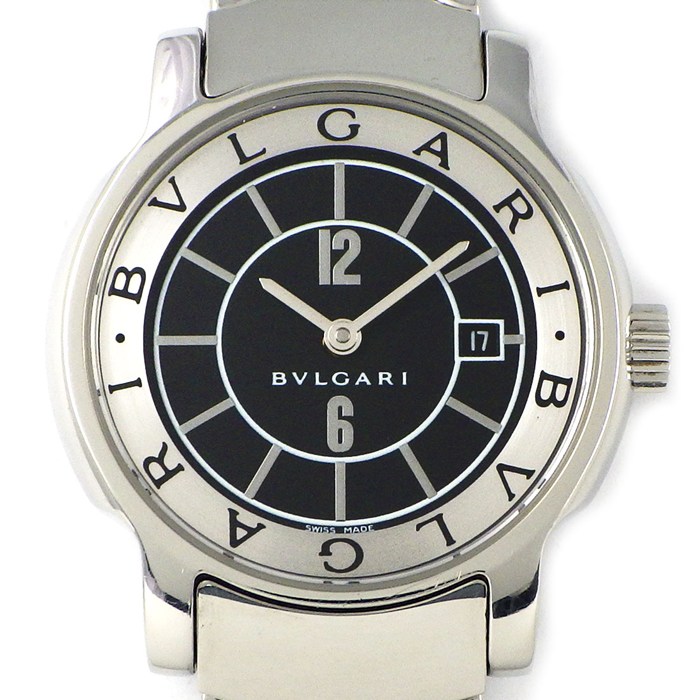 【最大3万円OFFクーポン配布中】 ブルガリ BVLGARI 腕時計 ソロテンポ ST29S ブラック文字盤 デイト SS クオーツアナログ 【中古】