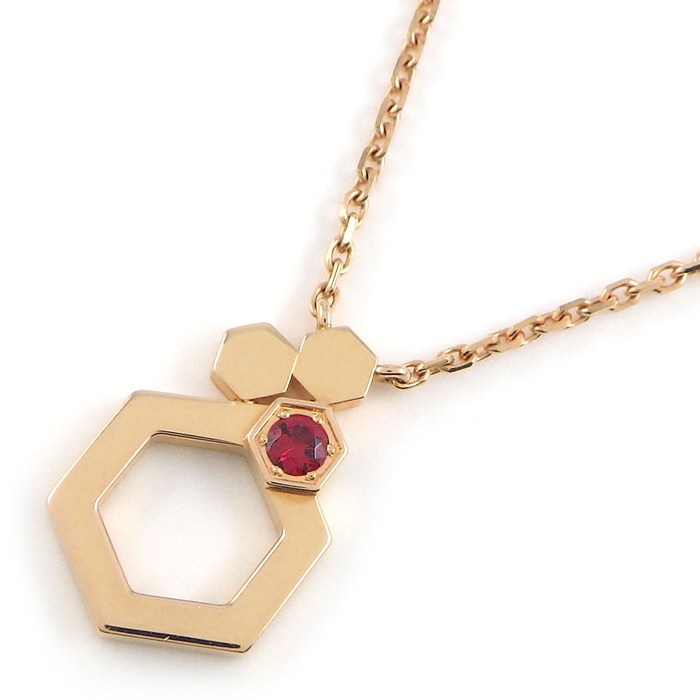 【15日限定★ポイント3倍】 ショーメ Chaumet ネックレス ビーマイラブ ハニカム 1ポイント レッド ストーン K18PG 【中古】