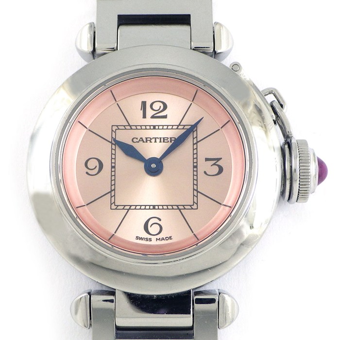 【15日限定★ポイント3倍】 カルティエ Cartier 腕時計 ミスパシャ W3140008 ピンクサンレイ文字盤 SS クオーツアナログ 【中古】