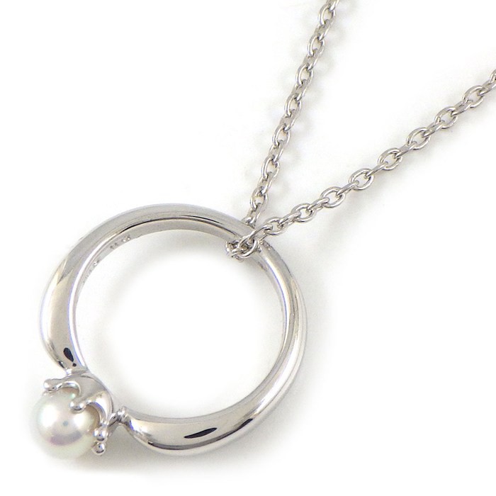 【25日限定★最大3万円OFF&P3倍★】 タサキ 田崎真珠 TASAKI ネックレス リングモチーフ 1ポイント パール 3.0mm珠 K18WG 【中古】|ジェイビーワークス 店