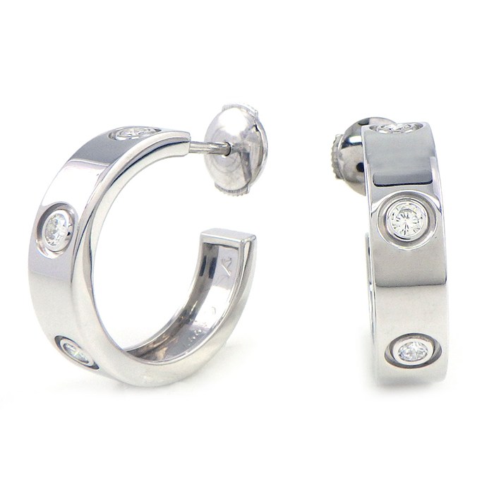 【10日限定★ポイント3倍】 カルティエ Cartier ピアス ラブ フープ 6ポイント ダイヤモンド K18WG 【中古】