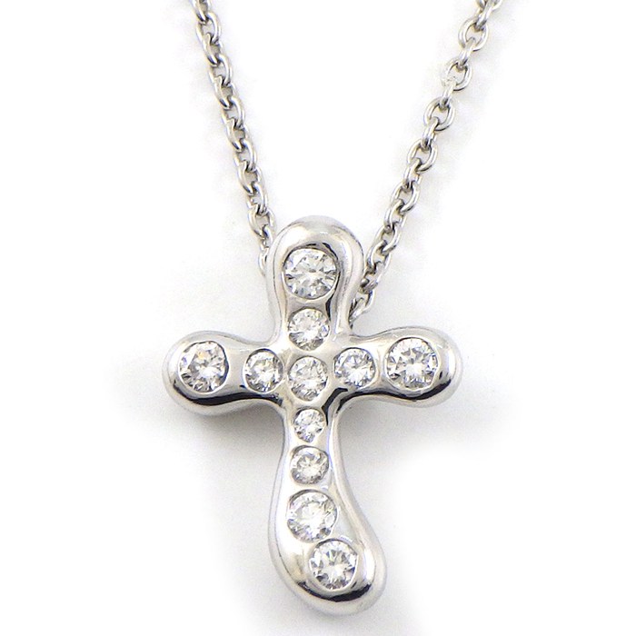 【最大3万円OFFクーポン配布中】 ティファニー Tiffany & Co. ネックレス スモールクロス 11ポイント ダイヤモンド PT950 【中古】 75,625円
