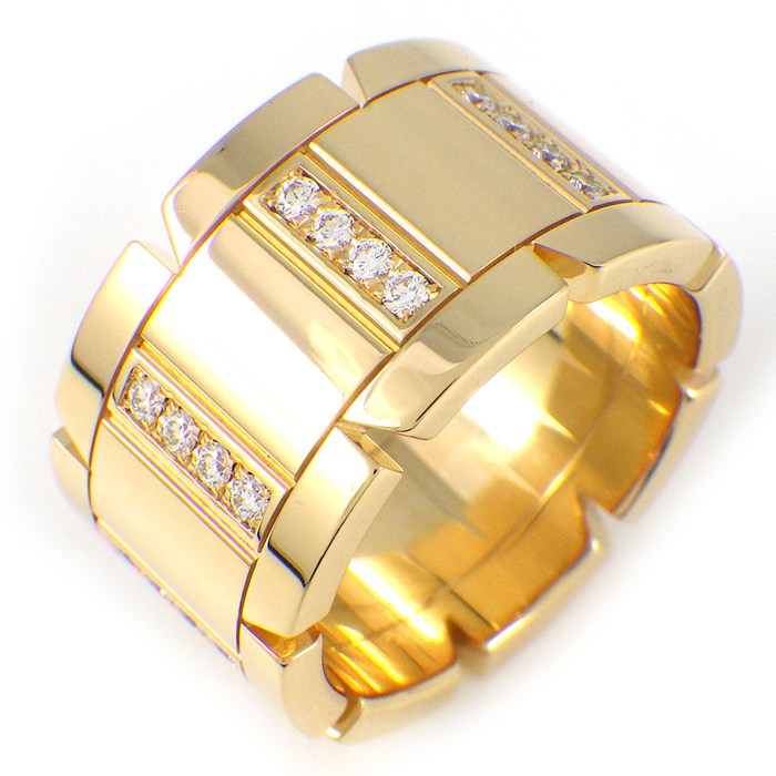 カルティエ Cartier リング タンクフランセーズ LM ダイヤモンド K18YG 10号 / #50 【中古】