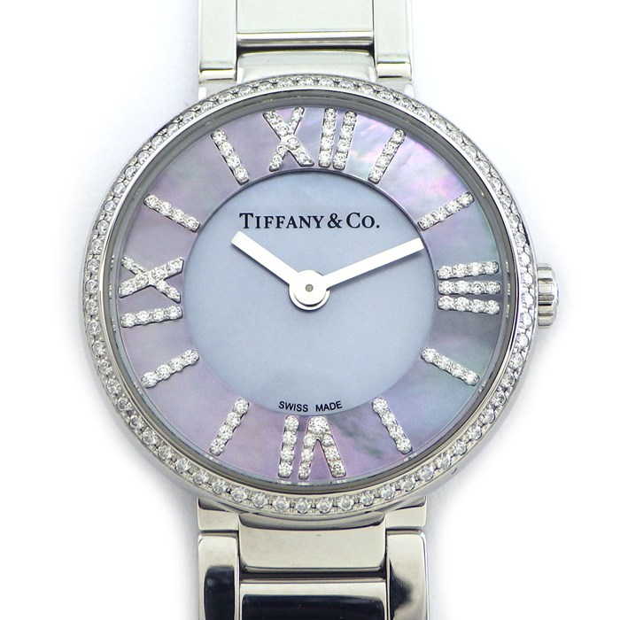 【最大3万円OFFクーポン配布中】 ティファニー Tiffany & Co. 腕時計 アトラス 2ハンド 69291635 ダイヤベゼル/リュウズ/インデックス ブルーシェル文字盤 SS クオーツアナログ 【中古】