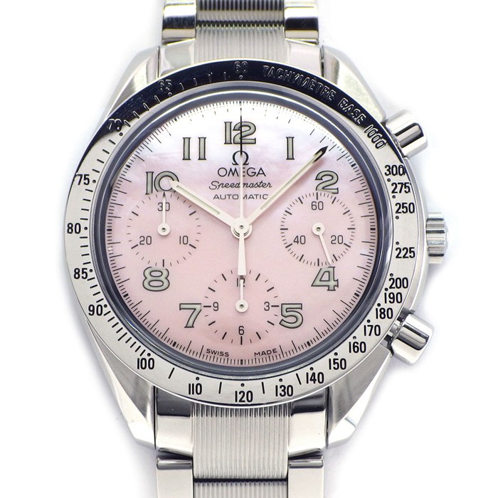 【30日限定★最大3万円OFF＆P3倍★】 オメガ OMEGA 腕時計 スピードマスター 3502.78 日本500本 限定モデル ピンクシェル文字盤 クロノグラフ 夜光針・インデックス スモールセコンド SS 自動巻き 【箱・保付き】 【中古】｜ジェイビーワークス　店