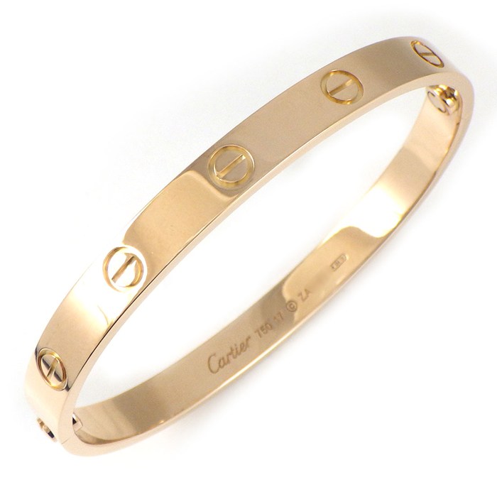 【15日限定★ポイント3倍】 カルティエ Cartier ブレスレット ラブ クラシックモデル MM B6067417 K18PG / #17 【中古】
