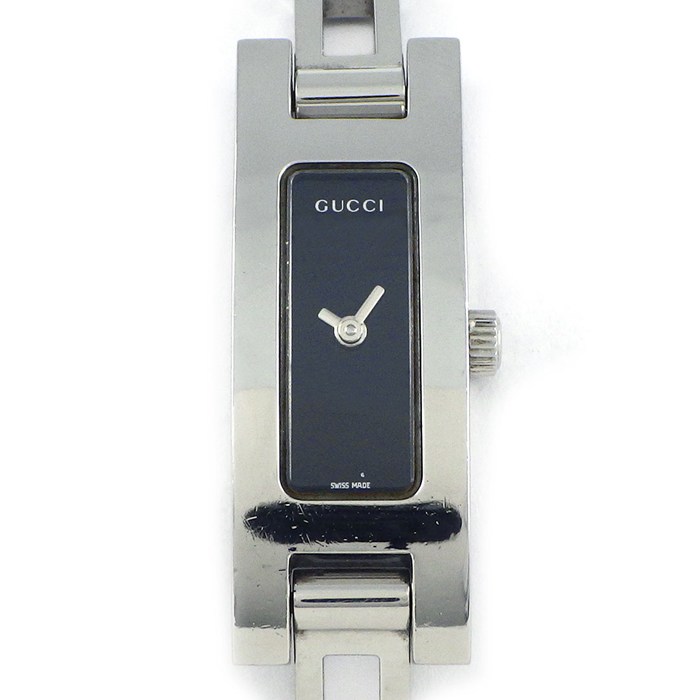 【20日限定★ポイント3倍】 グッチ GUCCI 腕時計 バングルウォッチ 3900L レクタンギュラー ブラック文字盤 SS クオーツアナログ 【中古】