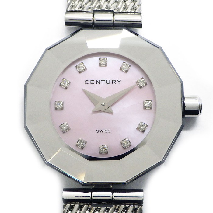 センチュリー Century 腕時計 タイムジェム プライムタイム 606.7.S.07.11.SM 12ポイント ダイヤインデックス 多角形 ピンクシェル文字盤 SS クオーツアナログ 【箱・保付き】 【中古】|ジェイビーワークス 店