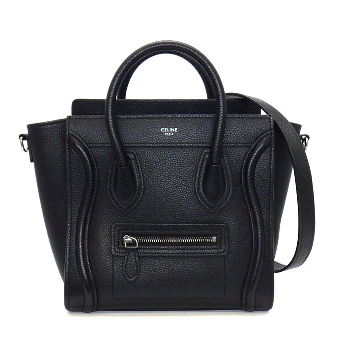 【最大3万円OFFクーポン配布中】 セリーヌ CELINE ハンドバッグ/ショルダーバッグ ラゲージ ナノ 189243DRU.38NO ブラック ドラムドカーフスキン シルバー金具 【中古】