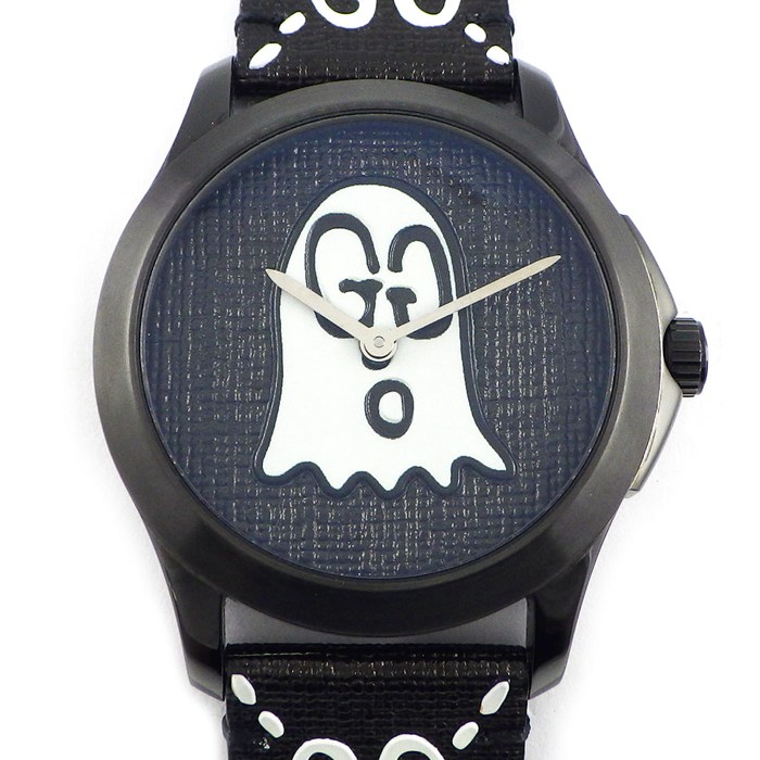 グッチ GUCCI 腕時計 Gタイムレス 126.4/YA1264018 ゴースト 限定モデル ブラック文字盤 GG柄 ブラック ラバー/革ベルト SS クオーツアナログ 【箱・保付き】 【中古】 楽天市場】【最大3万円OFFクーポン配布中】 グッチ GUCCI 腕時計 G