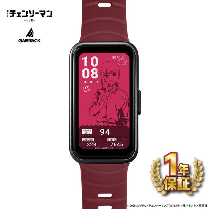 【新品・1年保証】【最大3万円OFFクーポン配布中】 ギャラック GARRACK 腕時計 スマートウォッチ チェンソーマン コラボ マキマ HUC-CM-BD10-M レッド 文字盤 アルミニウム シリコンベルト バッテリー充電 【箱・保付き】