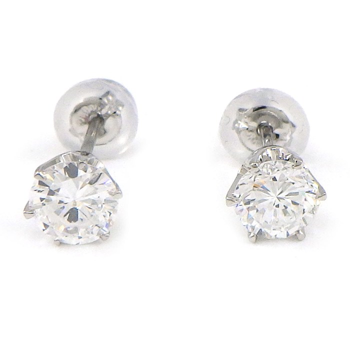 【ダイヤモンド】 ピアス ソリテール ソリティア スタッド ラウンド ダイヤモンド 0.343ct(E/VS1/Fair) ダイヤモンド 0.344ct(E/VS1/Fair) PT900｜ジェイビーワークス　店