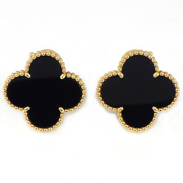 【10日限定★ポイント3倍】 ヴァンクリーフ＆アーペル Van Cleef & Arpels ピアス マジックアルハンブラ VCARA44300 オニキス K18YG 【中古】