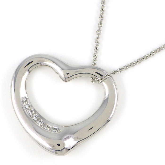 ティファニー Tiffany & Co. ネックレス オープンハート 22mm幅モデル ダイヤモンド PT950 【中古】