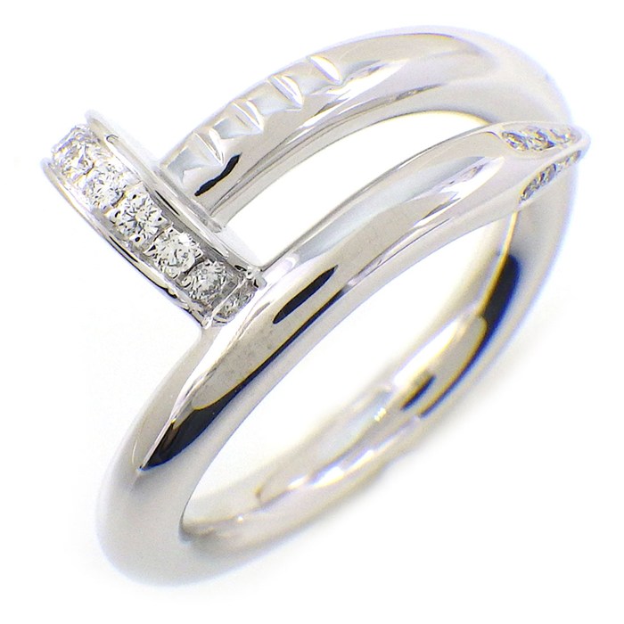 【10日限定★ポイント3倍】 カルティエ Cartier リング ジュストアンクル クラシックモデル B4092750 釘モチーフ 22ポイント ダイヤモンド 計0.13ct K18WG 10号 / #50 【箱・保付き】 【中古】