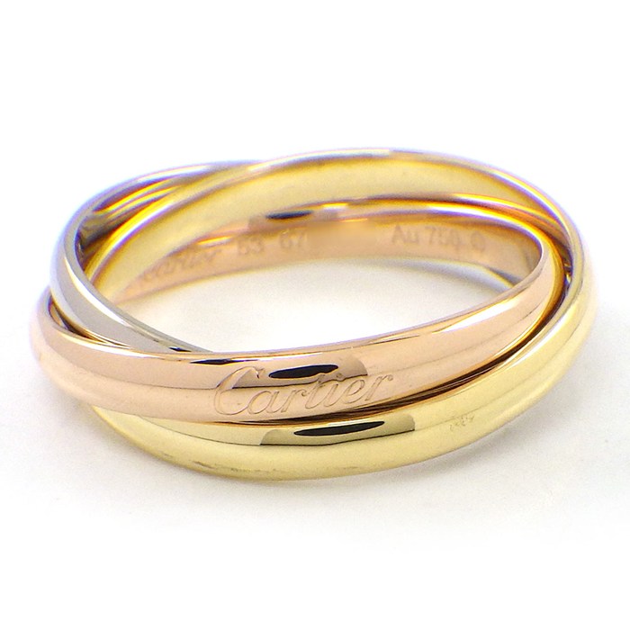 【最大3万円OFFクーポン配布中】 カルティエ Cartier リング トリニティ スモールモデル SM スリーカラー K18PG K18WG K18YG 13号 / #53 【中古】