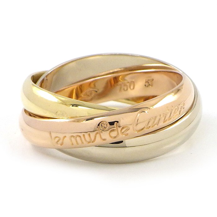 【最大3万円OFFクーポン配布中】 カルティエ Cartier リング トリニティ スリーカラー K18PG K18WG K18YG 12.5号 / #53 【中古】