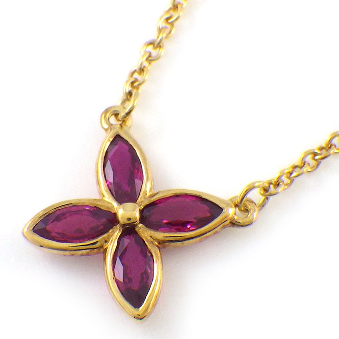 【25日限定★最大3万円OFF&P3倍★】 ティファニー Tiffany & Co. ネックレス ビクトリア ヴィクトリア 4ポイント マーキスカット ルビー K18YG 【中古】|ジェイビーワークス 店
