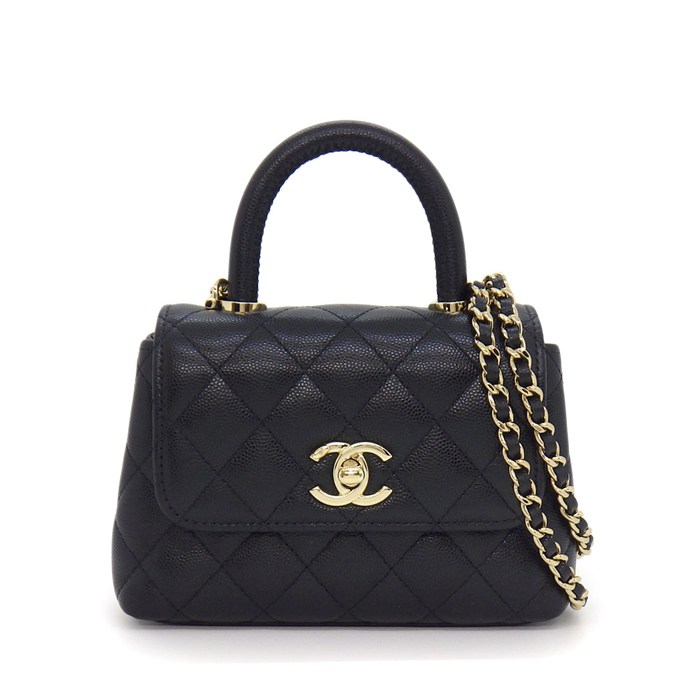 シャネル CHANEL ショルダーバッグ マトラッセ ココハンドル エクストラミニ トップハンドル AP4244 ブラック キャビアスキン 【中古】｜ジェイビーワークス　店