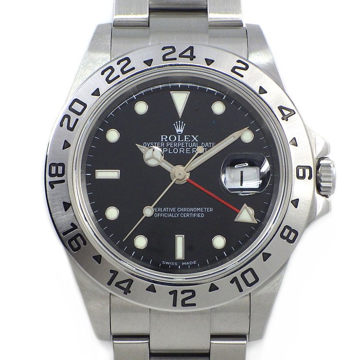 【25日限定★最大3万円OFF＆P3倍★】 ロレックス Rolex 腕時計 エクスプローラーII 16570 Z番 2006年製 GMT デイト 夜光インデックス 夜光針 ブラック 文字盤 SS 自動巻き 【中古】｜ジェイビーワークス　店