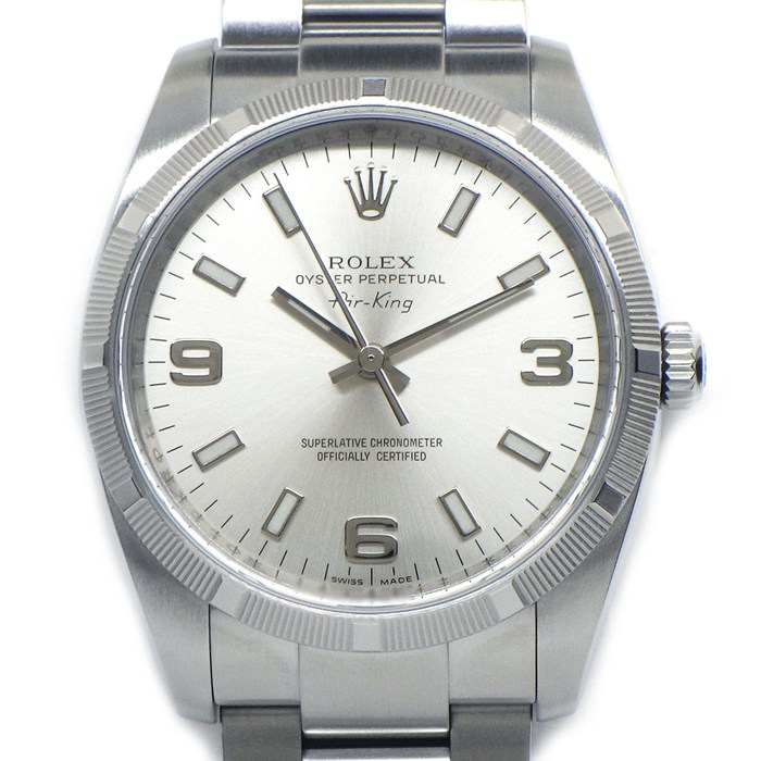 【20日限定★最大3万円OFF&P3倍★】 ロレックス Rolex 腕時計 エアキング 114210 Z番 2006年製 ルーレット刻印 サンレイ シルバー文字盤 夜光インデックス 夜光針 SS 自動巻き 【中古】|ジェイビーワークス 店