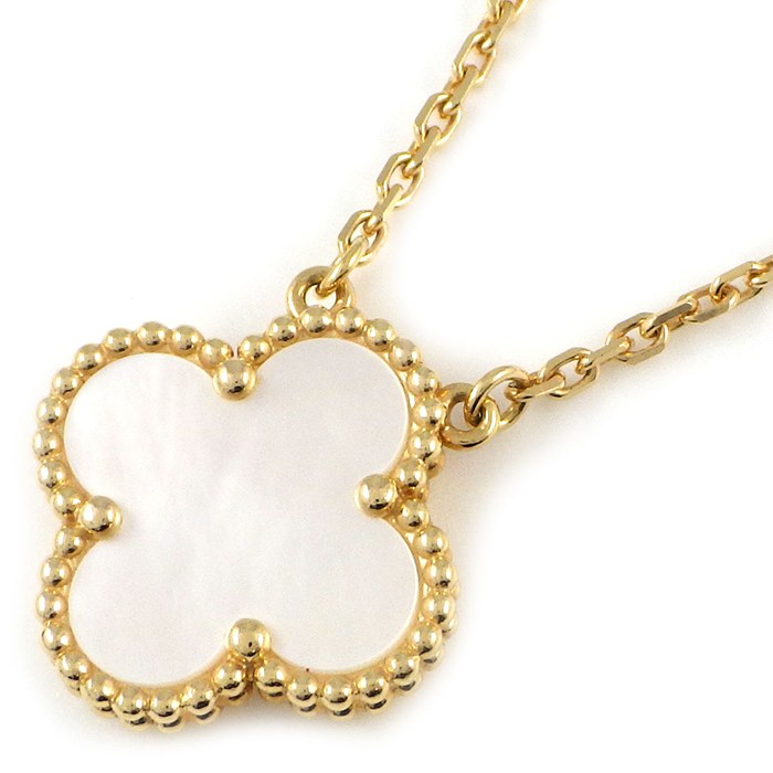 【25日限定★最大3万円OFF＆P3倍★】 ヴァンクリーフ＆アーペル Van Cleef & Arpels ネックレス ヴィンテージアルハンブラ VCARA45900 ホワイト シェル K18YG 【箱・保付き】 【中古】｜ジェイビーワークス　店