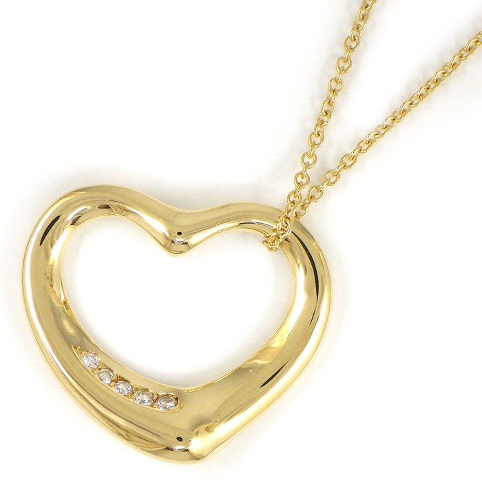 ティファニー Tiffany & Co. ネックレス オープンハート 幅22mmモデル ダイヤモンド K18YG 【中古】｜ジェイビーワークス　店 134,000円