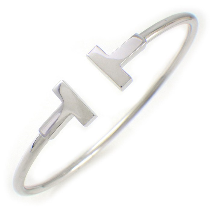 【20日限定★最大3万円OFF&P3倍★】 ティファニー Tiffany & Co. バングル Tワイヤー ミディアム 60010733 K18WG / #M 【中古】|ジェイビーワークス 店