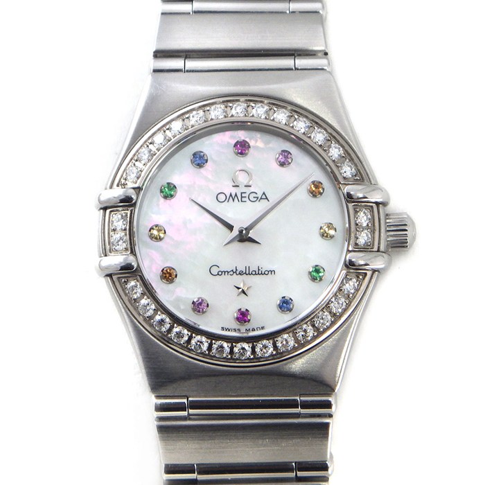 【25日限定★最大3万円OFF＆P3倍★】 オメガ OMEGA 腕時計 コンステレーション アイリス 1460.79.00 ダイヤベゼル マルチカラーストーンインデックス ホワイトシェル文字盤 SS クオーツアナログ 【中古】｜ジェイビーワークス　店