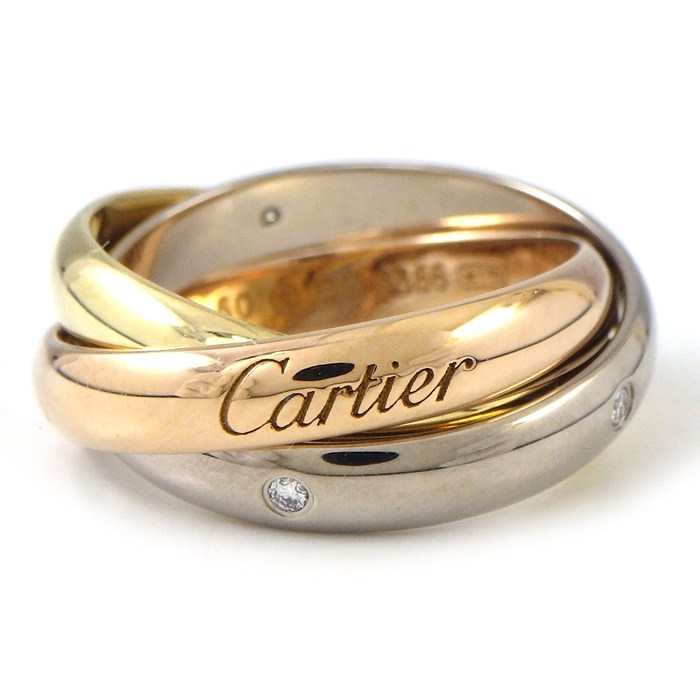 カルティエ Cartier リング トリニティ クラシックモデル B4236450 スリーカラー 5ポイント ダイヤモンド 計0.06ct K18PG K18WG K18YG 10.5号 / #50 【中古】｜ジェイビーワークス　店