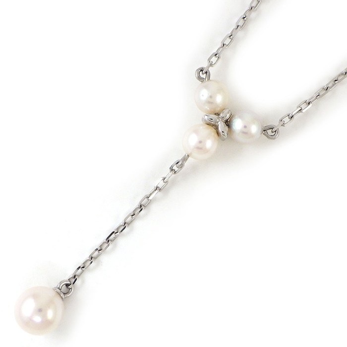 ミキモト MIKIMOTO ネックレス Yシェイプ 4ポイント パール 4.0-5.5mm珠 K18WG 【中古】｜ジェイビーワークス　店