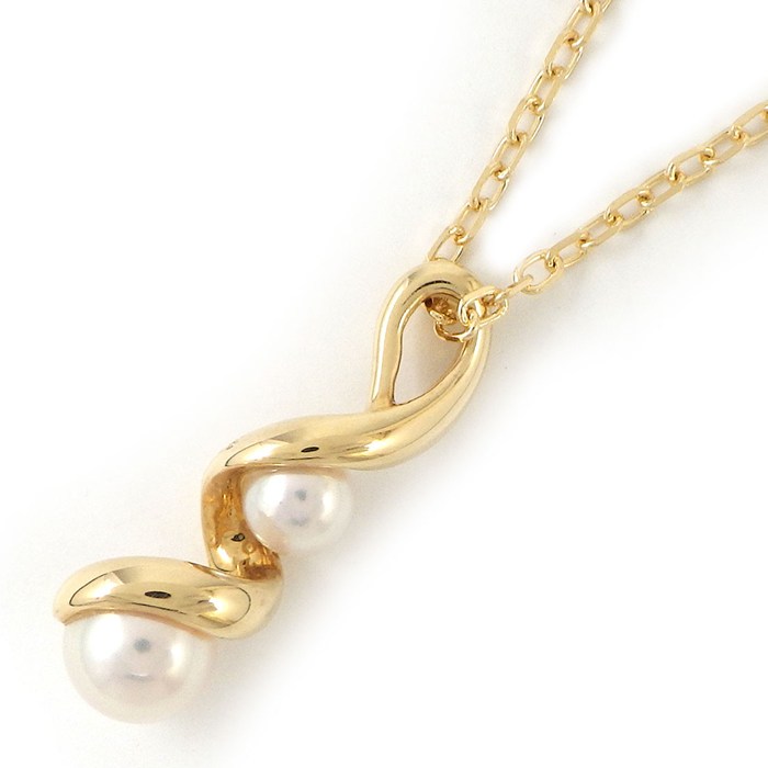 ミキモト MIKIMOTO ネックレス ツイスト パール 3.5/5.0mm珠 K18YG 【中古】｜ジェイビーワークス　店