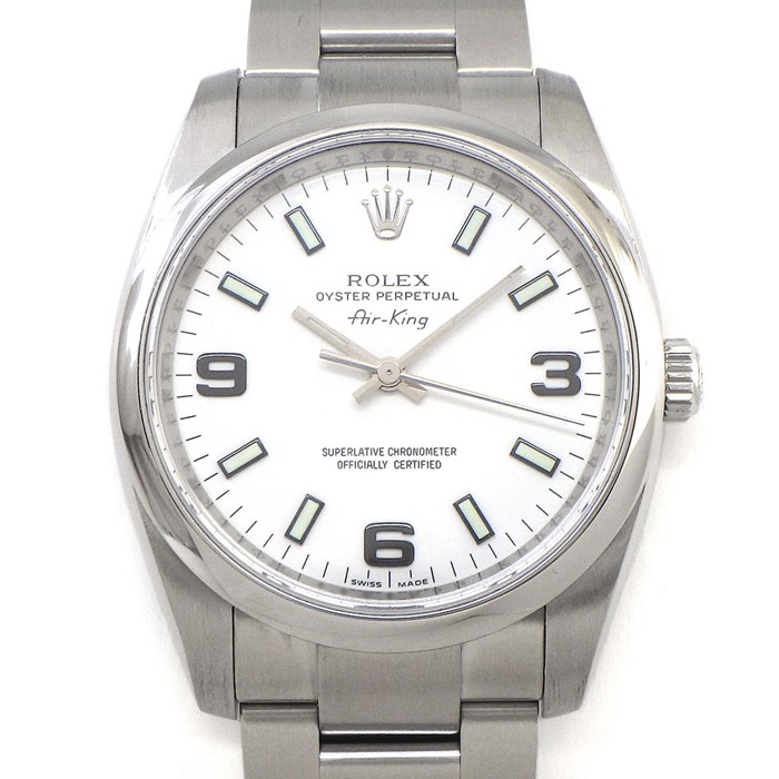 【20日限定★最大3万円OFF&P3倍★】 ロレックス Rolex 腕時計 エアキング 114200 M番 2007年-2008年製 ルーレット刻印 夜光インデックス 夜光針 ホワイト文字盤 SS 自動巻き 【中古】|ジェイビーワークス 店
