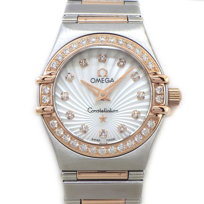 【30日限定★最大3万円OFF＆P3倍★】 オメガ OMEGA 腕時計 コンステレーション ミニ 111.25.23.60.55.003 ダイヤベゼル 12ポイント ダイヤインデックス ホワイトシェル文字盤 K18PG SS クオーツアナログ 【中古】｜ジェイビーワークス　店
