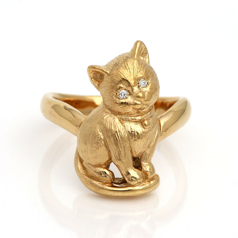 猫リング K18PG レディース ダイヤモンド リング 指輪 ピンクゴールド|ジュエリークラフトコロコロ