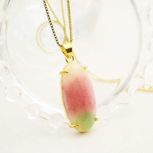 【お買い物マラソン店内全品13%OFF】母の日プレゼント 【一点物】大粒 オーバルカボション カラージェイド ペンダント